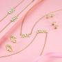 MeMeDIY 4 Pieces Birth Year Number Necklace/Bracelet/Earrings/Ring Jewelry Set for Women Girls Friend, Stainless Steel 18K Gold Plated Birthstone Pendant Friendship Birthday Gift