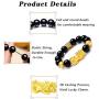 Jewdreamer 8 PCS Feng Shui Pi Xiu Bracelet for Men Women Black Obsidian Bracelet Good Luck Pi Yao Attract Wealth Jewelry Adjustable Elastic