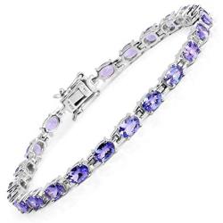 Johareez Tanzanite Bracelet - 9.68 Carat Natural Tanzanite Ovals Tennis Bracelet - Lavender Tanzanite Bracelet - December Birthstone - Tanzanite Birthstone