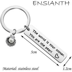 ENSIANTH Oyster Lover Keychain The World is Your Oyster,You are The Pearl Keychain Beach Gift Pearl Shell Gift Positive Thinker Gift