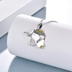 VENACOLY Elephant Necklace Sterling Silver Origami Animal Necklace Elephant Jewelry Gifts for Women Men