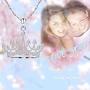 GemsChest Sterling Silver Round Cubic Zirconia Crown Pendant Necklace Queen Jewelry for Women with 18'' Silver Chain