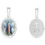 PicturesOnGold.com Miraculous Medal Necklace Color Oval Pendant - Available in Solid 14K Yellow or White Gold, or Sterling Silver
