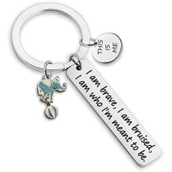 Inspirational Keychain Gifts I am Brave I am Bruised I am Who Im Meant to Be Keychain Gift for Men Women Birthday Gifts Encouragement Jewelry Keychain(KR- This Is Me)