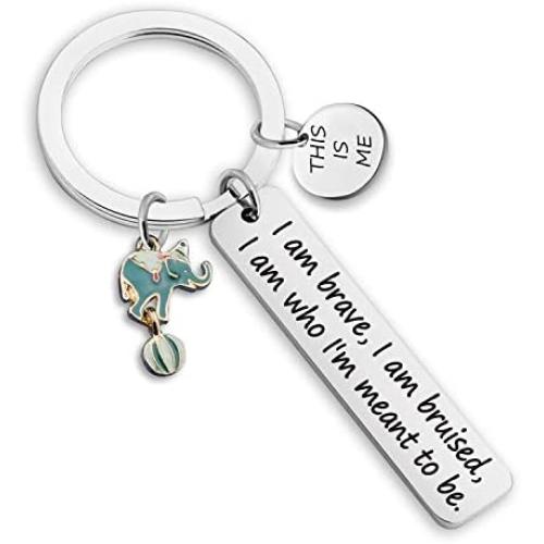 Inspirational Keychain Gifts I am Brave I am Bruised I am Who Im Meant to Be Keychain Gift for Men Women Birthday Gifts Encouragement Jewelry Keychain(KR- This Is Me)