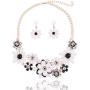 Yuhuan Flower Chunky Statement Necklace Rhinestone Costume Jewelry for Women