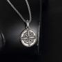 HIJONES Mens Stainless Steel Round Compass Pendant Necklace Vintage Chain, Chain Included