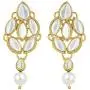 Aheli Fancy Party Wear Pearl Drop Kundan Necklace and Earrings Set Jewelry for Women Girls