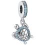 ASELFAD 925 Sterling Silver Blue Crystal Sea Turtle Pendant Charms for Bracelets
