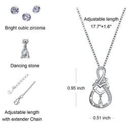 BLOOMY JEWELRY Mom Necklace for Mothers Day S925 Sterling Silver Mother Daughter Necklace for Mom Love Heart Infinity Mother Pendant Necklace with Gift Box from Daughter or Son, Mom Birthday Gifts