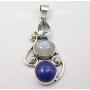 SilverStarJewel 6 x 9, 8 x 10, 10 x 10 mm Multistones 3 Stone Pendant 1.6'' Sterling Silver