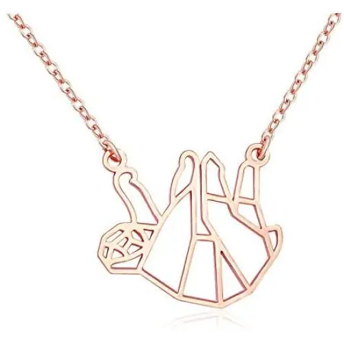 MANZHEN Gold Silver Geometric Origami Sloth Charm Pendant Necklace Cute Animal Necklace