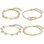SOFTONES Boho Plated Gold Layered Bracelets for Women Girls Open Cuff Chain Bracelets Sets Jewelry,Adjustable Size
