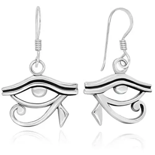 925 Sterling Silver Egypt Egyptian Udjat Eye of Ra Horus Dangle Earrings 925 Sterling Silver Egypt Egyptian Udjat Eye of Ra Horus Dangle Earrings