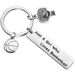 PENQI Basketball Jewelry Basketball Player Gift Basketball Coach Keychain Just A Girl Who Loves Basketball Keychain Basketball Jewelry for Girls