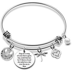 G-Ahora Outlander Themed Gifts Sing Me A Song Lyrics Dragonfly Bracelet Keychain Skye Boat Song Claire Jamie Fraser Lover Gift for Outlander Fans