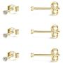 Sterling Silver Stud Earrings for Women Men Girls- 3 Pairs of Tiny Round Cubic Zirconia Earrings CZ Small Cartilage Tragus Earrings(2mm/3mm/4mm)