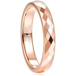 Greenpod 4MM Tungsten Carbide Rings Faceted Edge Dome Polished Rose Gold/Black Wedding Band Comfort Fit for Women Size 5-12