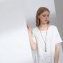 Coostuff Fashion Long Necklace with Pendant Jewelry Silver Black Necklaces for Women
