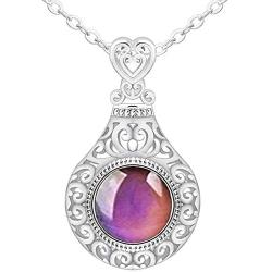 Jude Jewelers Round Shape Color Changing Mood Indicator Statement Party Pendant Necklace