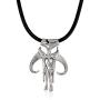 Star Wars Jewelry Unisex Mandalorian Symbol Stainless Steel Leather Cord Pendant Necklace, 20''