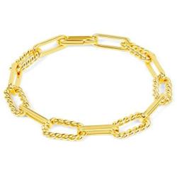 CLASSYZINT Gold Chain Cuban Link Bracelet for Men Women, Coin Pendant Anklet, Paperclip Oval Chain Bracelet Gold Plated