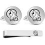 Kooer Personalized Engraved Moon Wolf Cuff Links Tie Bar Set Wedding Cufflinks Jewelry Gift for Men