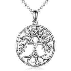 ONEFINITY Tree of Life Necklace Sterling Silver Star of David Tree of Life Pendant Necklace Tree of Life Jewelry for Women Gifts