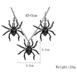 yiwushidaili Vintage Gothic Spider Earrings Necklace Set Punk Style Black Spider Insect Animal Chain Pendant Necklace Dangle Earrings Halloween Party Spider Jewelry for Men Women