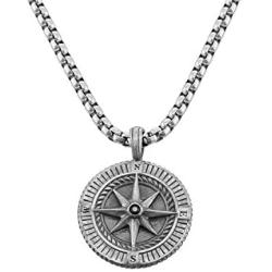 MyNameNecklace Personalized Mens Engraved Compass Pendant Necklace in Silver 925-Customized Christmas Men Jewelry Gift for Him Man Boyfriend Husband Christmas