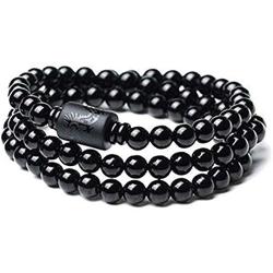 Timeetus 108 Multi Turn Obsidian Bracelet Dragon 6mm, Phoenix 6mm Totem Cylindrical Bead Chain, Bring Good Luck and Wealth, Enhance Personal Charm, Packing Box