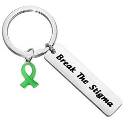 Gzrlyf Mental Health Awareness Keychain Break The Stigma Inspirational Gifts Green Awareness Support