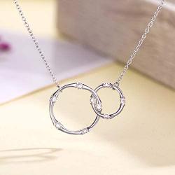 WISHMISS Mom Gifts, Gifts for Mom, 925 Sterling Silver Two Circle Interlocking Necklace for Women