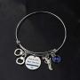 CENWA Police Wife Police Mom Jewelry Peace Love Back The Blue Bracelet Thin Blue Line Shield Leo Police Academy Gift