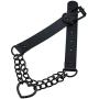 FM FM42 PU Simulated Leather Black-Tone/Silver-Tone Gothic Punk Heart Ring Cuban Curb Link Chain Adjustable Neckband Collar Choker (16 Colors)