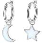 Star and Moon Friendship Earrings Created Opal Hoop Drop Dangle Earrings 925 Sterling Silver Star Moon Fans Best Christmas Birthday Gifts