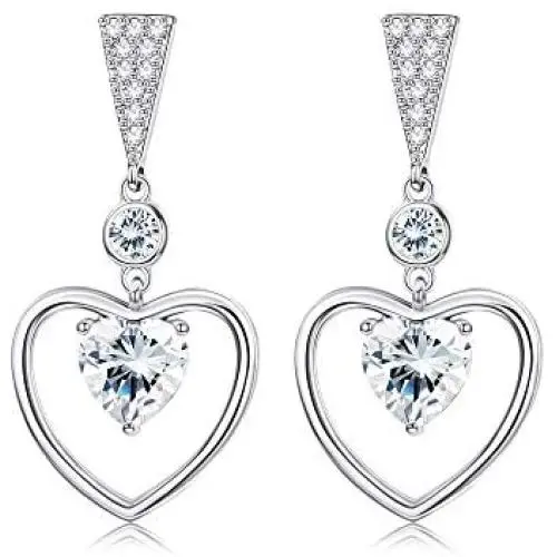 Kesaplan Double Heart Austria Crystal Drop Earrings 18K White Gold Eternal Love Heart Dangle Earrings for Women Birthday Anniversary Jewelry Gifts with Gift Box Kesaplan Double Heart Austria Crystal Drop Earrings 18K White Gold Eternal Love Heart Dangle Earrings for Women Birthday Anniversary Jewelry Gifts with Gift Box