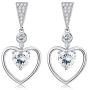 Kesaplan Double Heart Austria Crystal Drop Earrings 18K White Gold Eternal Love Heart Dangle Earrings for Women Birthday Anniversary Jewelry Gifts with Gift Box
