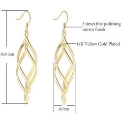 TIVANI Womens Pretty 18K Gold Plated Double/Triple/Tassel Linear Loops Design Twist Wave Hook Dangle Earrings for Women Girls