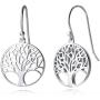 Agvana Sterling Silver Tree of Life Necklace Earrings Jewelry Set Gifts for Women Girls