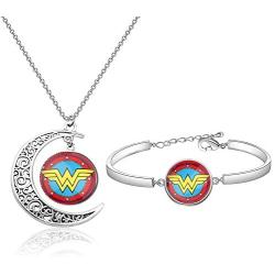 WSNANG Movie Inspired Gift Movie Necklace Movie Bracelet Set Dc Comics Fan Gift