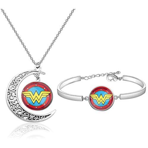 WSNANG Movie Inspired Gift Movie Necklace Movie Bracelet Set Dc Comics Fan Gift