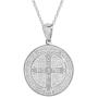 Ritastephens Sterling Silver San Benito St Saint Benedict Medallion Medal Pendant Necklace (3 sizes)