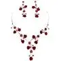 Faceted Metal Rose & Crystal Rhinestone Necklace & Earring set for Bridal, prom (Red) Faceted Metal Rose & Crystal Rhinestone Necklace & Earring set for Bridal, prom (Red)