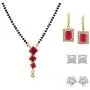 Efulgenz Fashion Jewelry Set of Indian CZ Mangalsutra Pendant Necklace Stud & Hoop Earrings