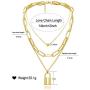 Dcfywl731 Punk Gold Layered Lock Necklace for Women 14K Gold Plated Paperclip Chain Link Necklace Padlock Pendent Necklace for Girls Punk Chunky Jewelry