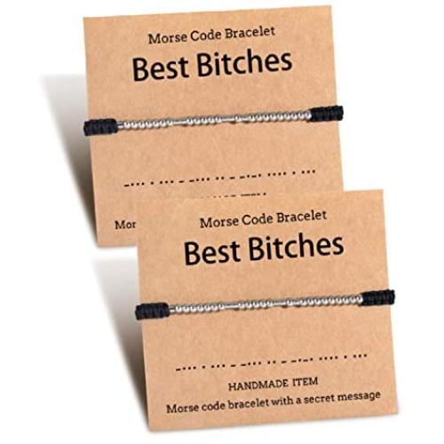 Shonyin Morse Code Bracelets for 2 Matching Adjustable Bracelet Set Funny Jewelry Unique Gift for Women Men