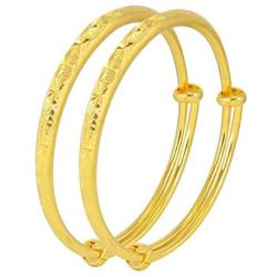18K Gold Plated African Bangles for Women Adjustable Engaved Bracelets Women Jewelry 2 Pcs/Pack