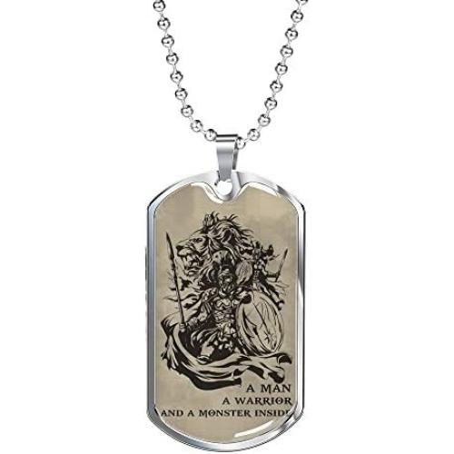 Newest Spartan Knight Army Brother Dog Tag Chain Spartan Knight Warrior - US Veteran Gift Necklace Pendant Military - Personalized Mens Gifts Idea for Brother, Friends Luxury Free Box
