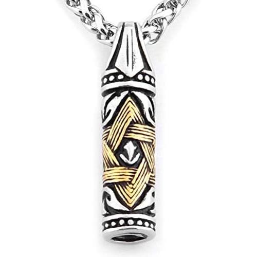 Warvik Star of David Bullet Hexagram Necklace Jewish Pendant, Stainless Steel Jewelry Mens Womens Wheat Chain 20/28inch